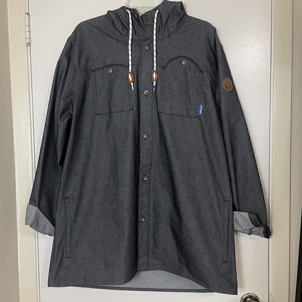 ADIDAS Skateboarding Gray Denim Hoodie jacket RARE Japan release XL NWOT!